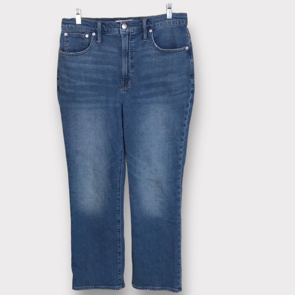 Madewell Women's Slim Demi-Boot Jeans Size 32 NWT Blue Flare High Rise $128 NWT - Picture 4 of 14